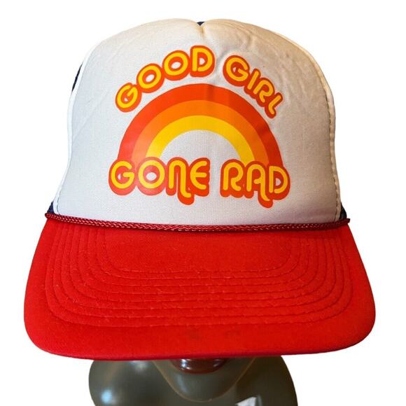 GOOD Girl Gone Rad MESH TRUCKER CAP SNAP BACK Hat Rainbow Foam Inside - Picture 2 of 7
